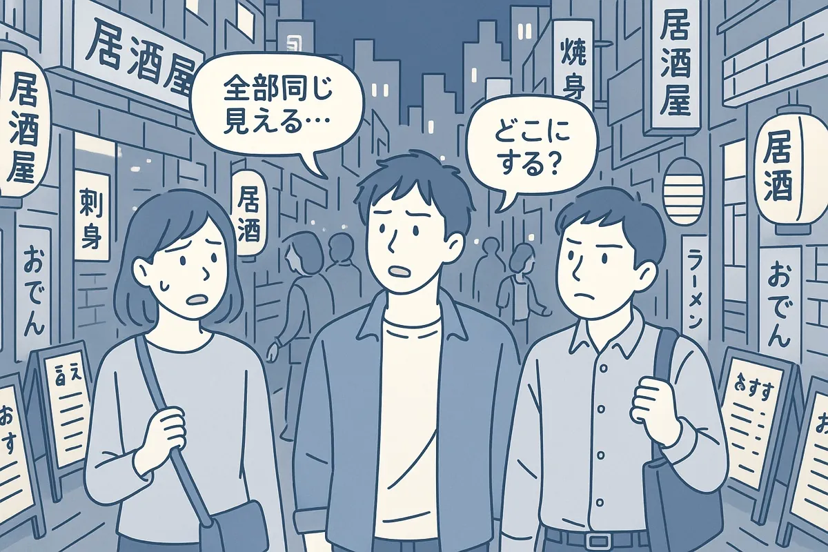 紙の看板は、雑踏に埋もれる