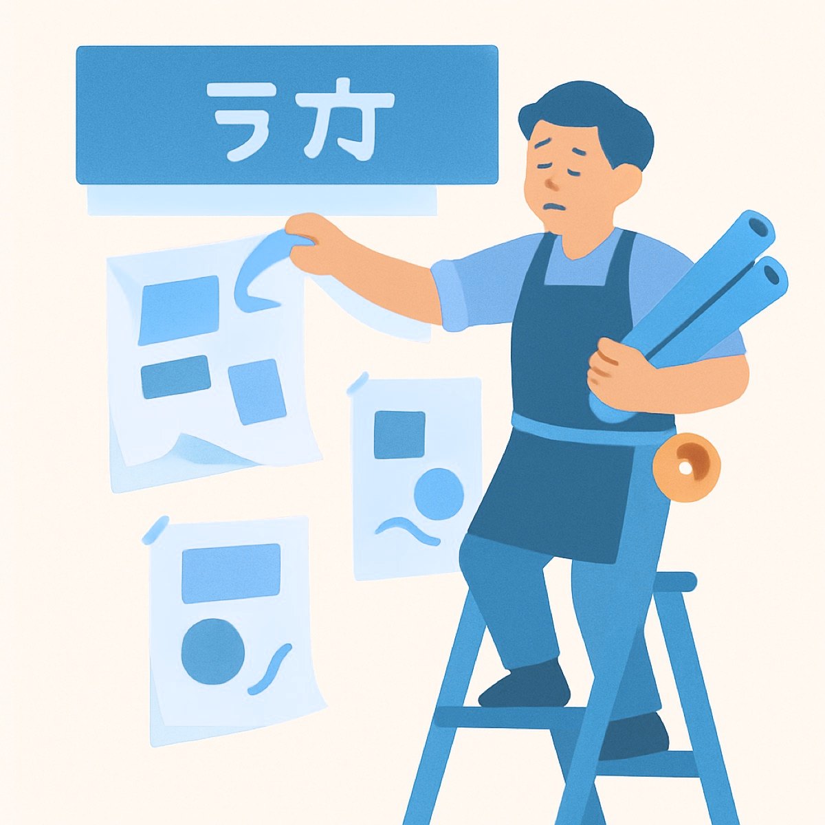 ポスターの差し替えが手作業