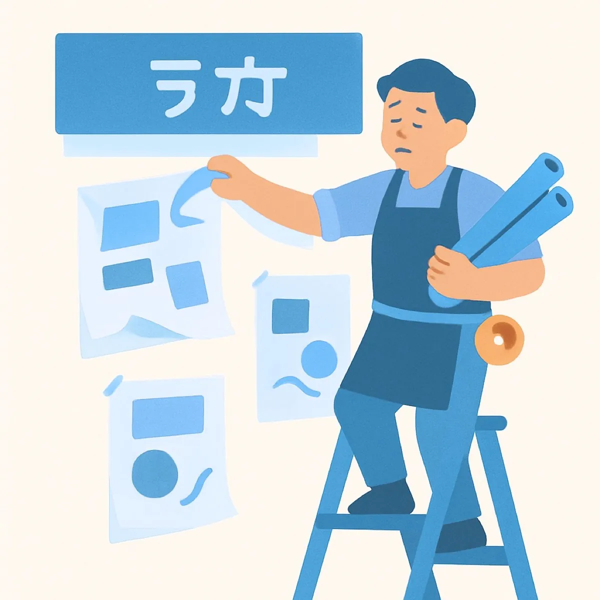 ポスターの差し替えが手作業